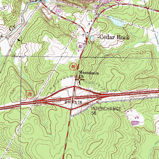 Topographic Map of Macedonia Church, GA