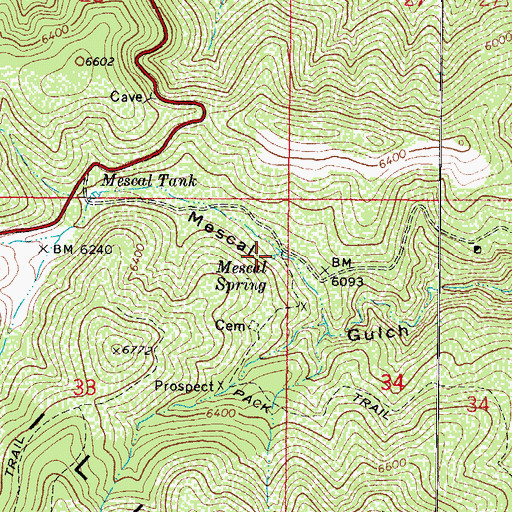 Topographic Map of Mescal Spring, AZ