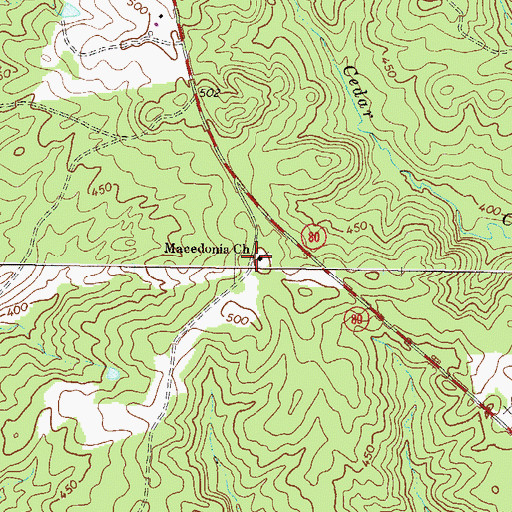 Topographic Map of Macedonia Church, GA