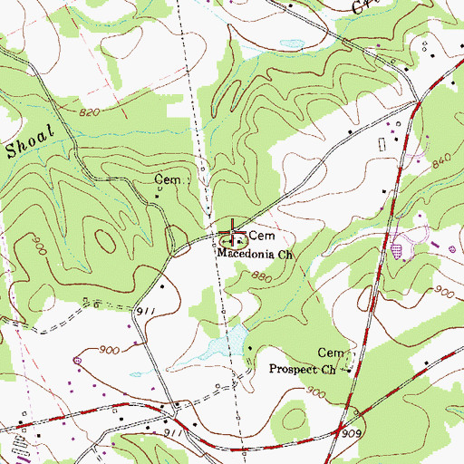 Topographic Map of Macedonia Church, GA