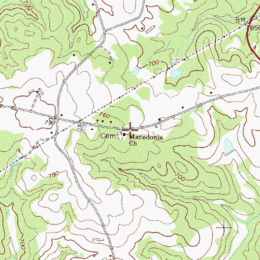 Topographic Map of Macedonia Church, GA