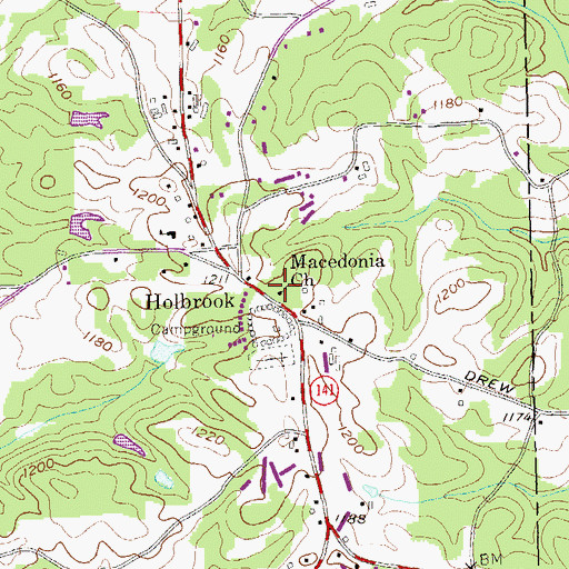 Topographic Map of Macedonia Baptist Church, GA