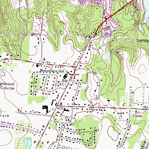 Topographic Map of Macedonia School, GA