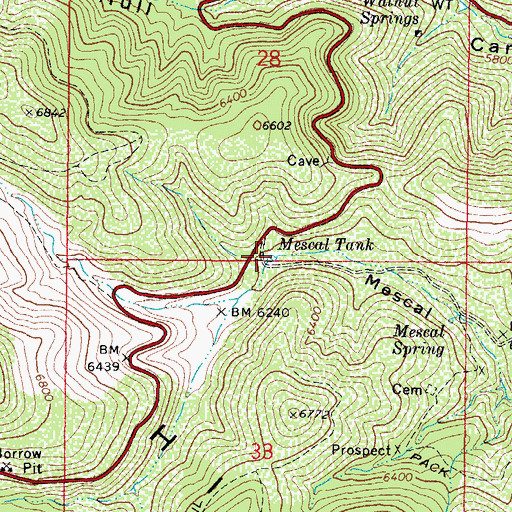 Topographic Map of Mescal Tank, AZ