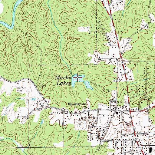 Topographic Map of Macks Lakes, GA