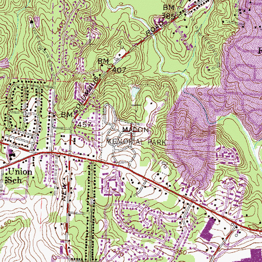 Topographic Map of Macon Memorial Park, GA