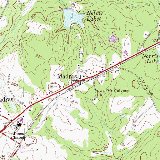 Topographic Map of Madras, GA