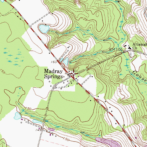 Topographic Map of Madray Springs, GA