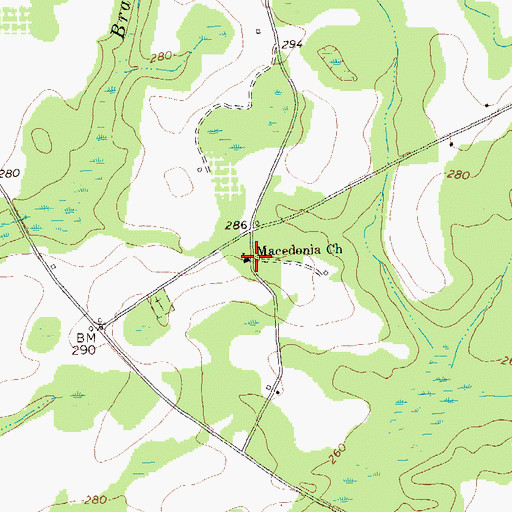 Topographic Map of Maedonia Church, GA