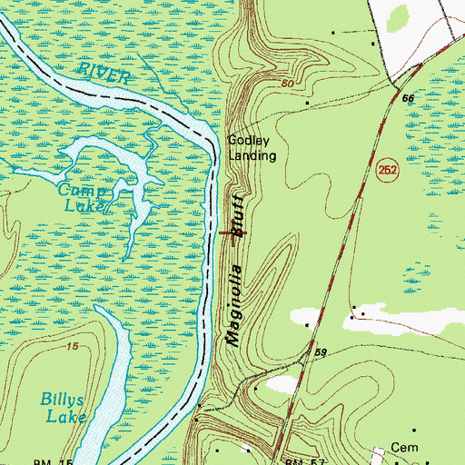 Topographic Map of Magnolia Bluff, GA