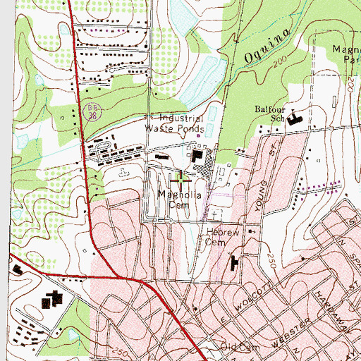 Topographic Map of Magnolia Cemetery, GA