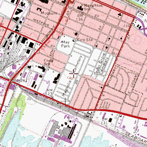 Topographic Map of Magnolia Cemetery, GA