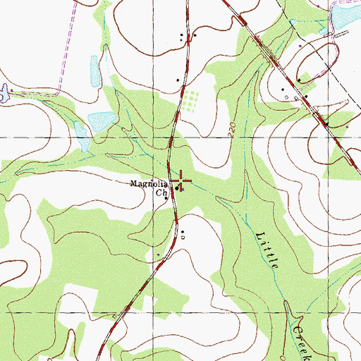 Topographic Map of Magnolia Church, GA