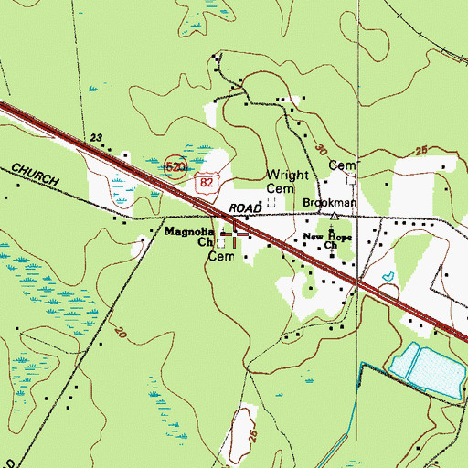Topographic Map of Magnolia Church, GA