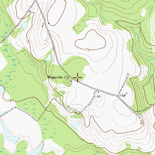 Topographic Map of Magnolia Church, GA