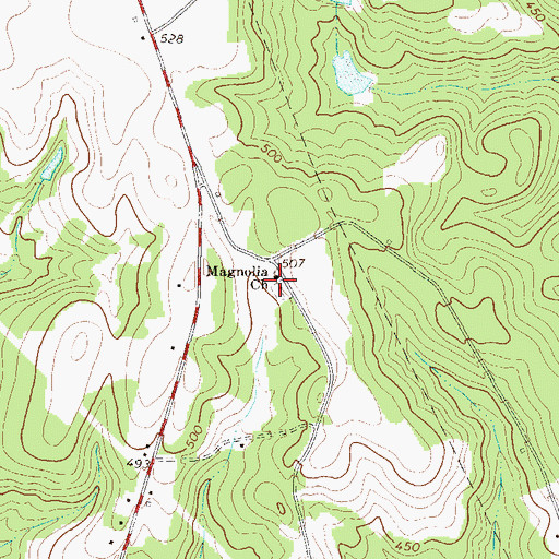 Topographic Map of Magnolia Church, GA