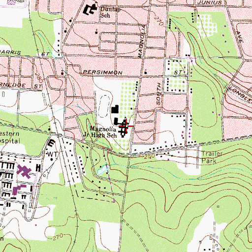 Topographic Map of Magnolia Junior High School, GA