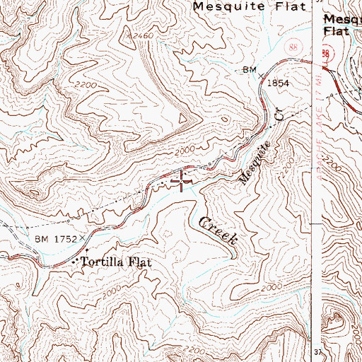 Topographic Map of Mesquite Creek, AZ