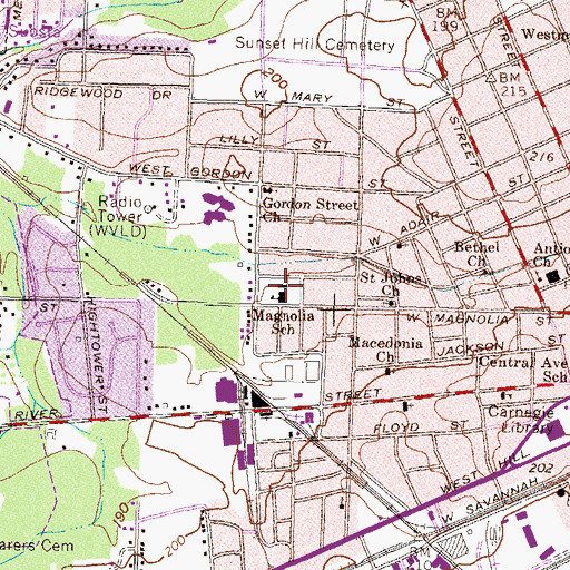 Topographic Map of Magnolia School, GA