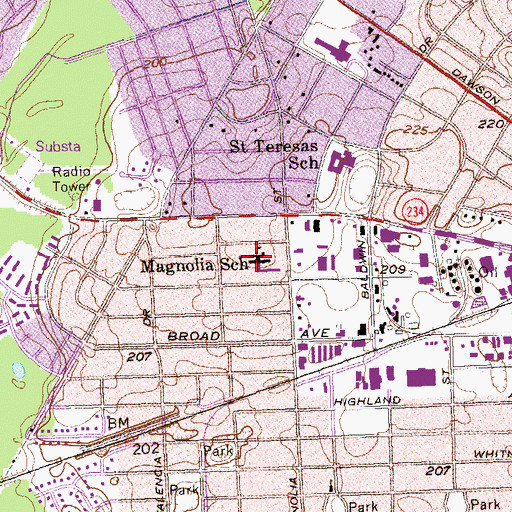 Topographic Map of Magnolia School, GA