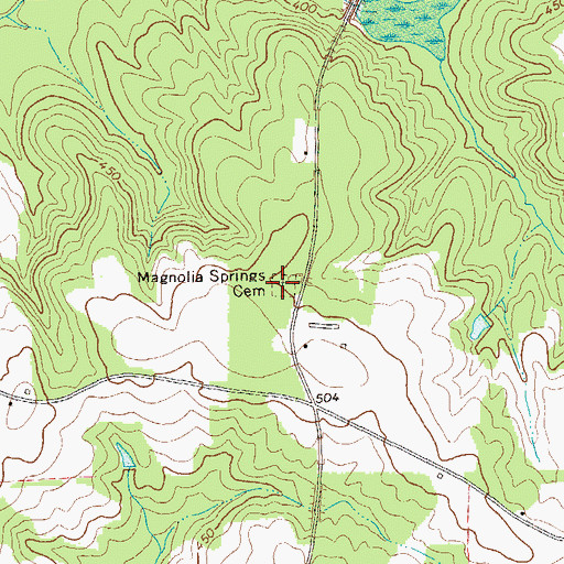 Topographic Map of Magnolia Springs Cemetery, GA