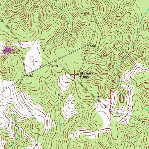Topographic Map of Mahala Chapel, GA