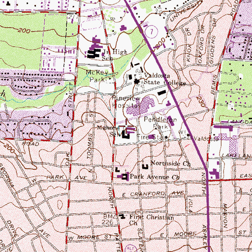 Topographic Map of Mahone School, GA
