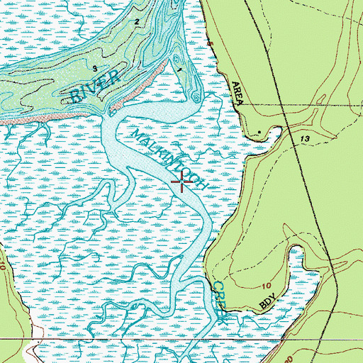 Topographic Map of Malkintooh Creek, GA