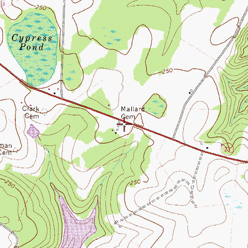 Topographic Map of Mallard Cemetery, GA