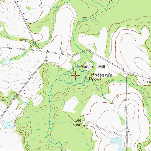 Topographic Map of Mallards Pond, GA