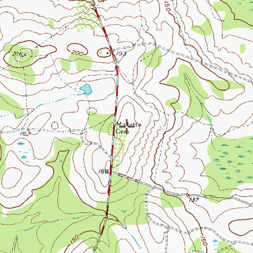 Topographic Map of Mallette Cemetery, GA