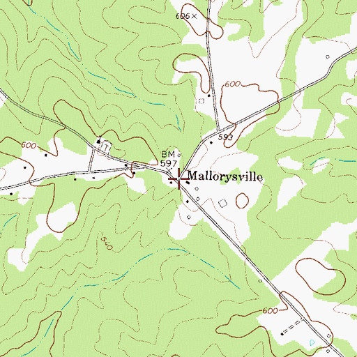 Topographic Map of Mallorysville, GA
