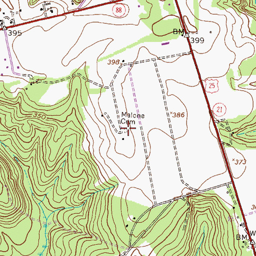 Topographic Map of Malone Cemetery, GA