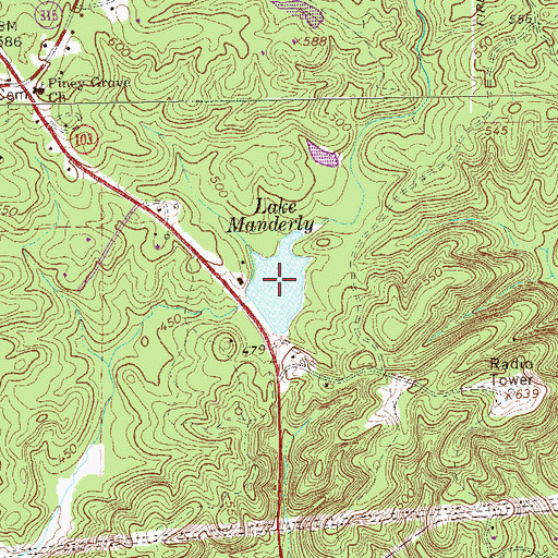 Topographic Map of Lake Manderly, GA