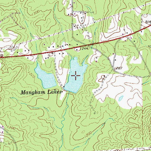 Topographic Map of Mangham Lakes, GA