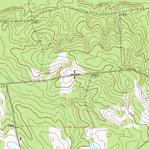 Topographic Map of Mann Cemetery, GA