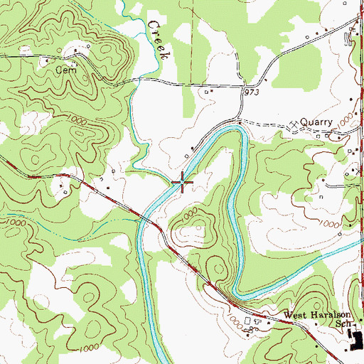 Topographic Map of Mann Creek, GA