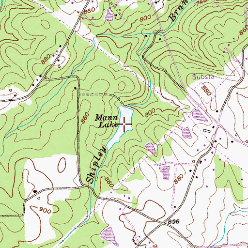 Topographic Map of Mann Lake, GA