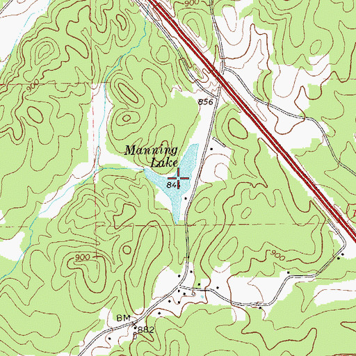 Topographic Map of Manning Lake, GA