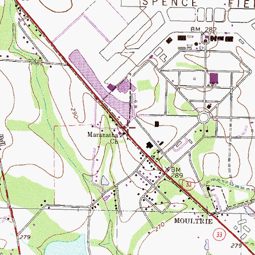 Topographic Map of Marantha Church, GA