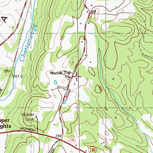 Topographic Map of Marble Top School, GA