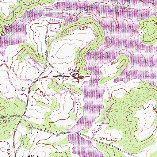 Topographic Map of Maret Cemetery, GA