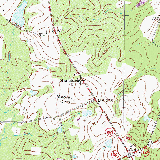 Topographic Map of Marietta Church, GA