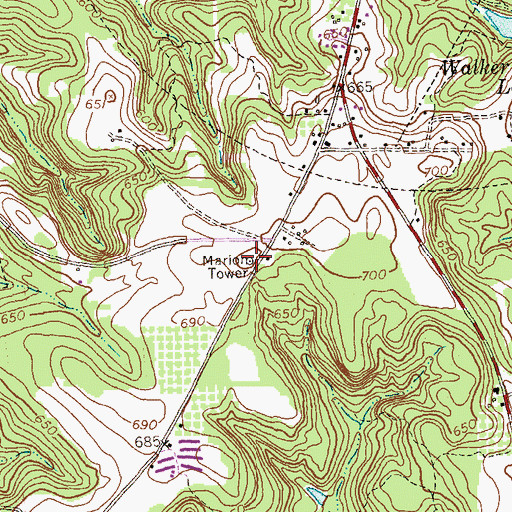 Topographic Map of Mariona Tower, GA