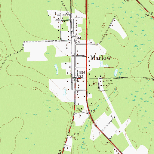 Topographic Map of Marlow, GA
