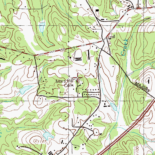 Topographic Map of Mars Hill Cemetery, GA