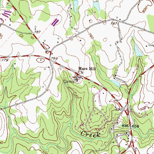 Topographic Map of Mars Hill Church, GA