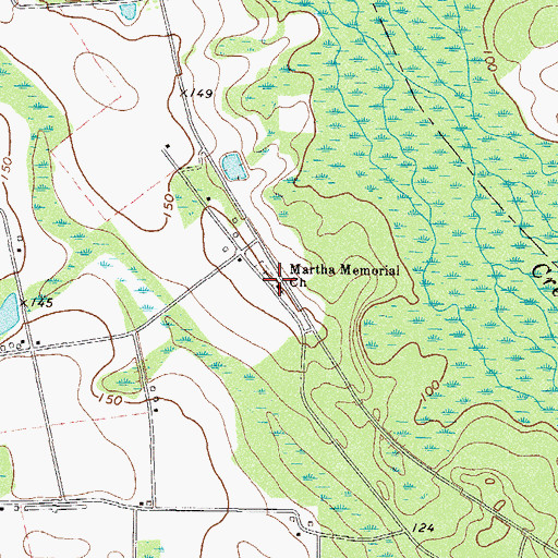 Topographic Map of Martha Memorial Church, GA