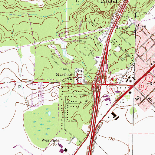 Topographic Map of Marthan Church, GA