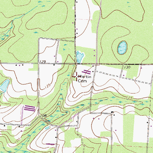 Topographic Map of Martin Cemetery, GA